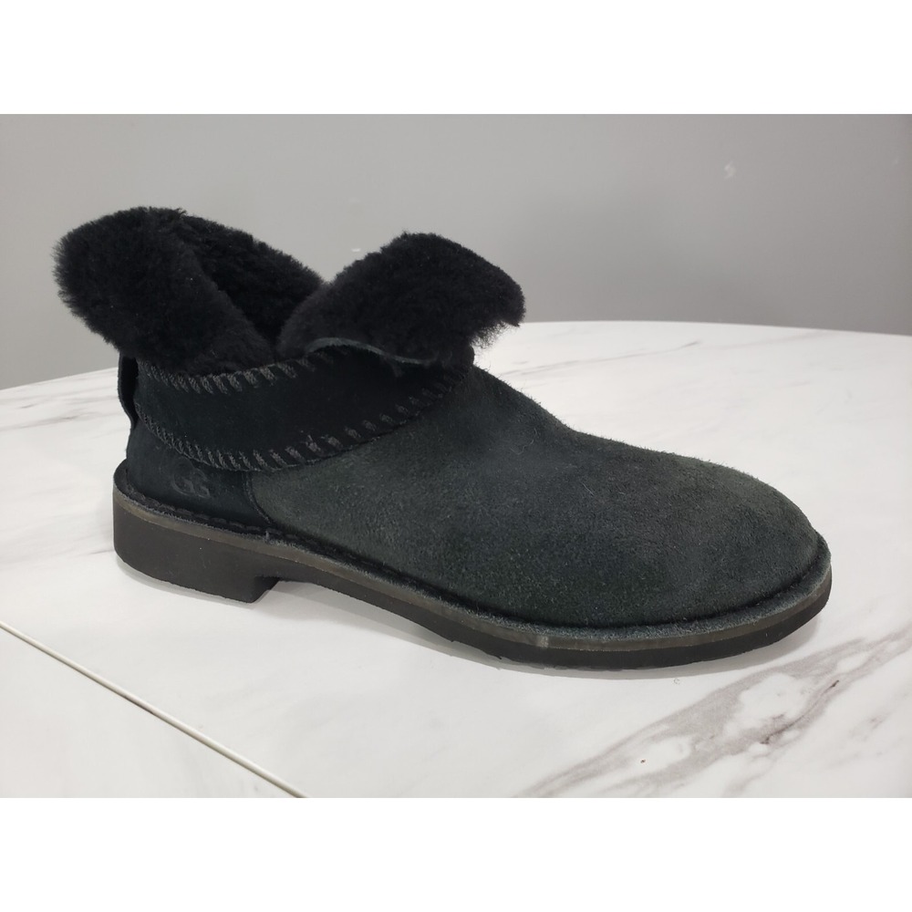 NEW NO BOX -UGG Mckay Black Suede Sheepskin Ankle Boots Booties Size US 6 Womens